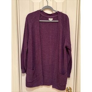 Fat Face Women's Hannah Purple Edge to Edge Cardigan Sweater US 10 M